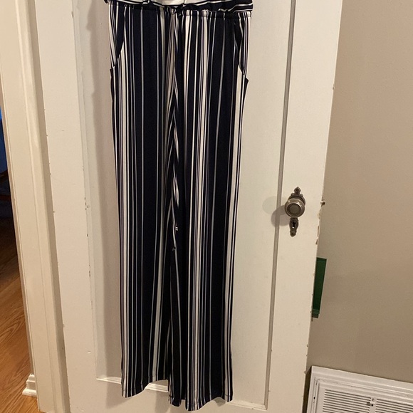 Navy Blue Stripped Jumpsuit - Picture 2 of 7